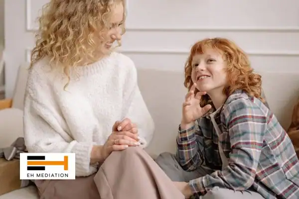 Happy mother and child after sorting child arrangements mediation Medway
